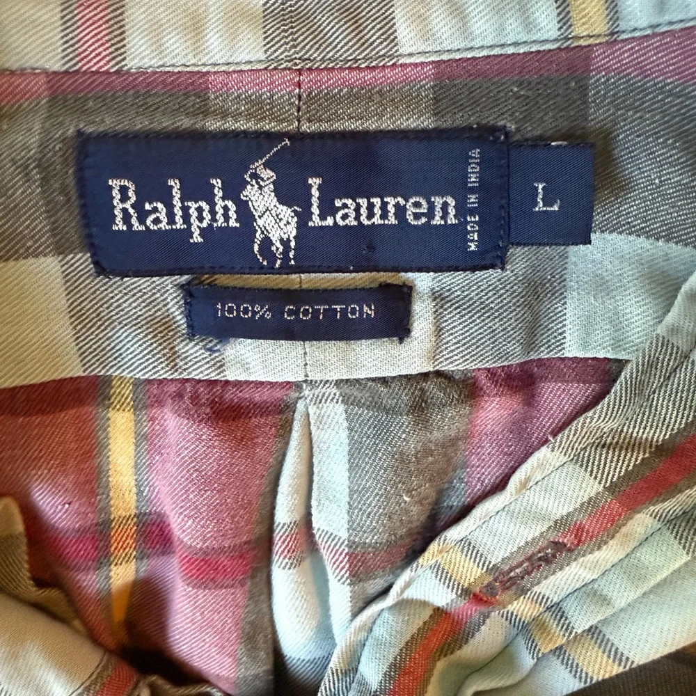Ralph Lauren Men's Checkered Shirt - Burgundy and Gray